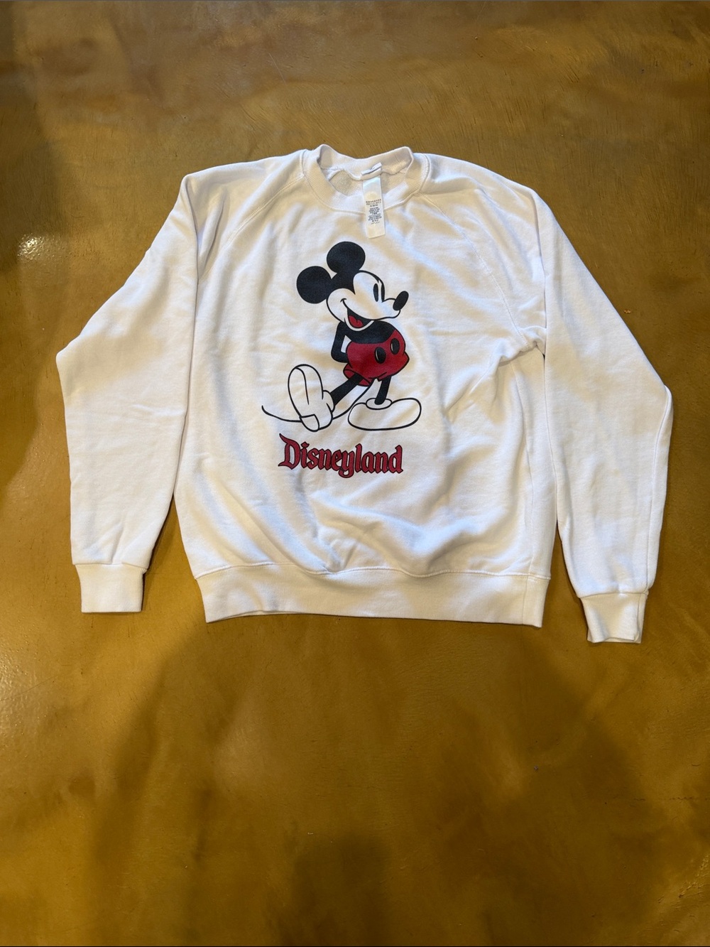 Disney White Crewneck Sweatshirt with Classic Mickey Graphic